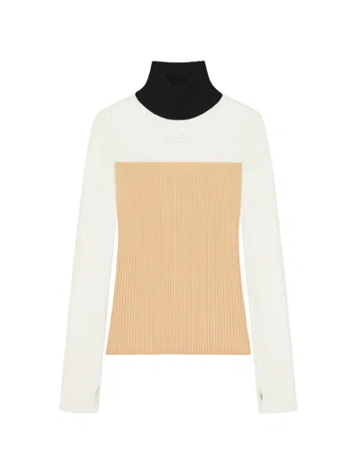 Courrèges Logo-patch Rib-knit Sweater In Purple