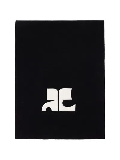 Courrèges Logo-patch Scarf In Black