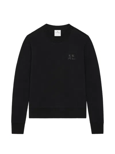 Courrèges Logo-patch Shoulder-zip Sweater In Black