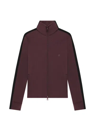 Courrèges Logo-patch Side-stripe Track Jacket In Red