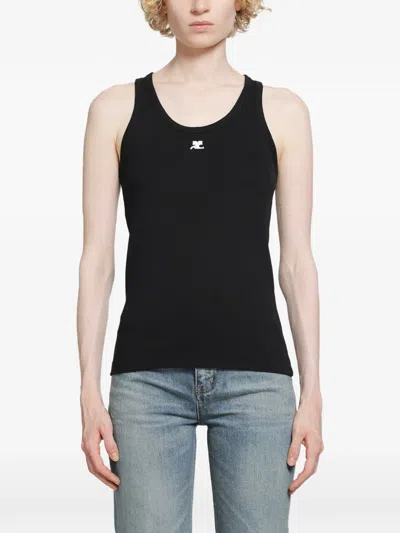 Courrèges Logo-patch Tank Top In Black