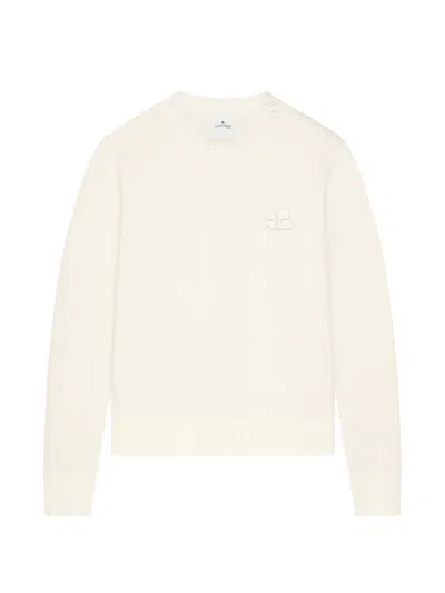 Courrèges Logo-patch Zip-shoulder Sweater In White