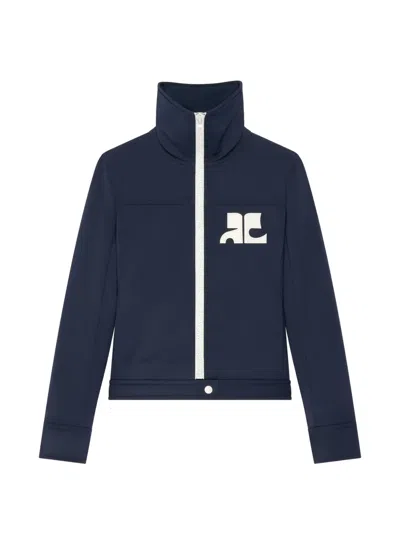Courrèges Logo-patch Zip-up Jacket In Animal Print