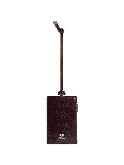 Courrèges Logo-plaque Cardholder In Brown