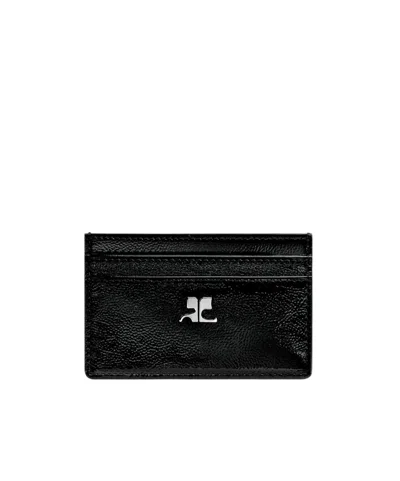 Courrèges Logo-plaque Naplack Card Holder In Black