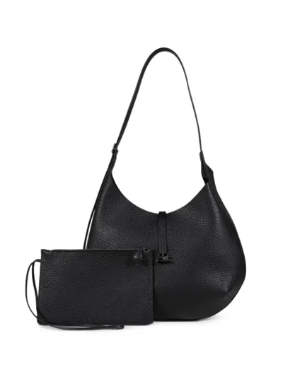 Courrèges Logo-plaque Pebbled-leather Tote Bag In Purple