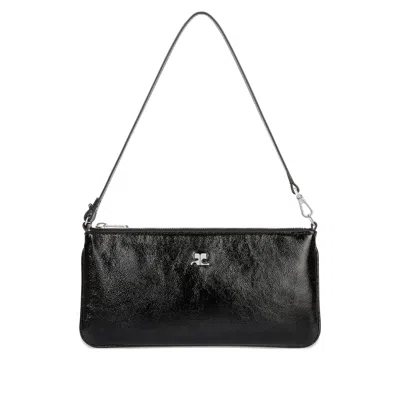 Courrèges Logo-plaque Zipped Pouch In Black