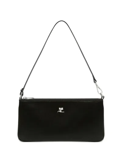 Courrèges Logo-plaque Zipped Pouch In Black