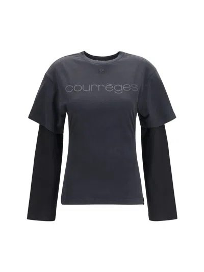 Courrèges Logo-print Double Sleeve T-shirt In Animal Print