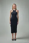 Courrèges Scuba 90's Rib Long Dress In Black
