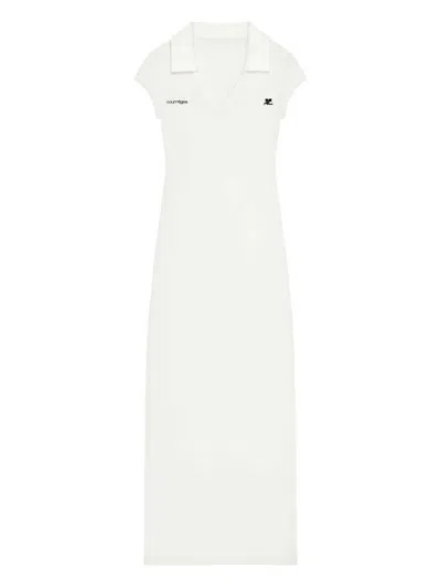 Courrèges Minimalist White Dress With Classic Cut And Subtle Tailoring