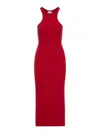 Courrèges Cotton Dress Stretch Fitted Silhouette Midi In Red