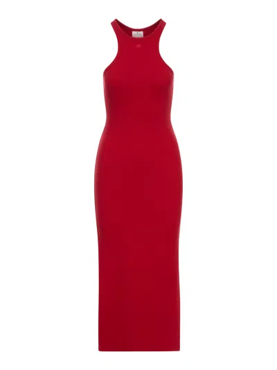 COURRÈGES LONG JERSEY DRESS WITH SIDE SPLIT