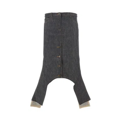 COURRÈGES LONG 'REVERSED' DENIM SKIRT