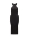 Courrèges Scuba 90's Rib Long Dress In Black