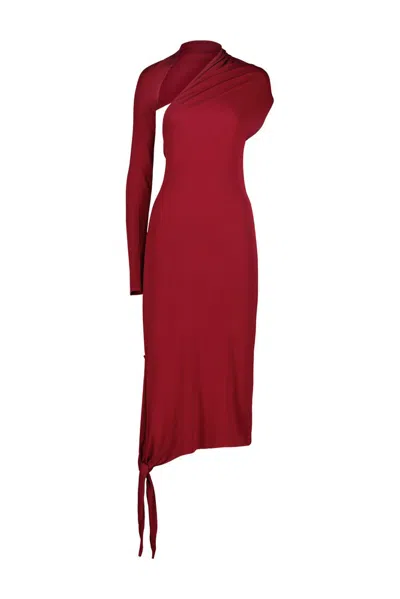 Courrèges Long Slash Crepe Dress In Rot