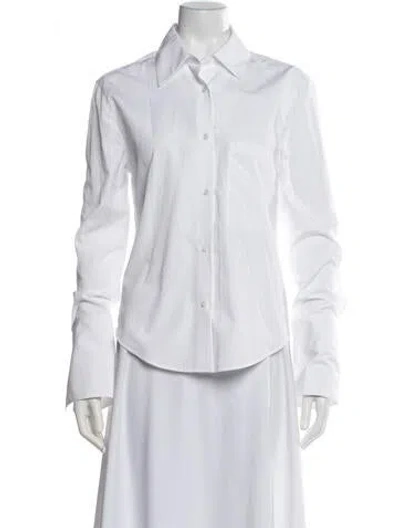 Pre-owned Courrèges Long Sleeve Button-up Top In White