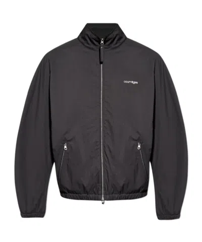 Courrèges Logo Embroidered Zipped Jacket In Black