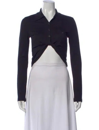 Pre-owned Courrèges Long Sleeve Crop Top In Black