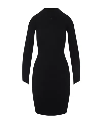 COURRÈGES RIBBED HIGH-NECK DRESS