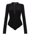 Courrèges Biker Logo-embroidered Stretch-crepe Bodysuit In Black