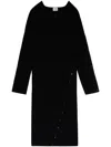 Courrèges Long-sleeve Knitted Midi Dress In Black