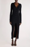 Courrèges Long Sleeve Rib Sweater Dress In Black