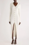 Courrèges Long Sleeve Rib Sweater Dress In Heritage White