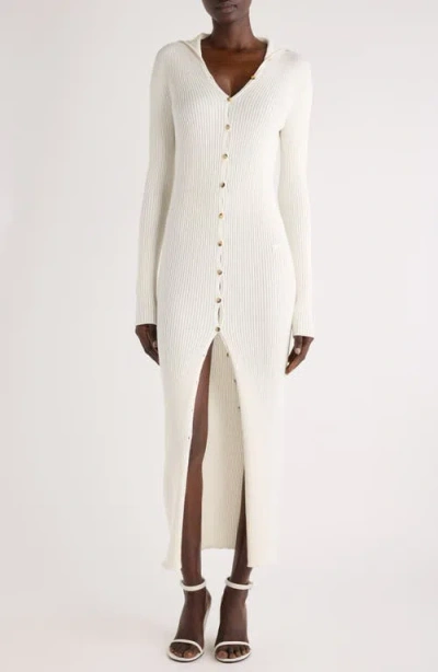 Courrèges Long Sleeve Rib Sweater Dress In Heritage White