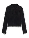 Courrèges Feather-embellished Long-sleeve Top In Black