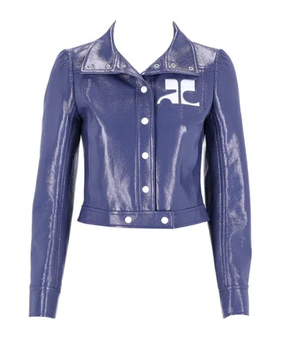 Courrèges Long-sleeved Casual Jacket In Blue