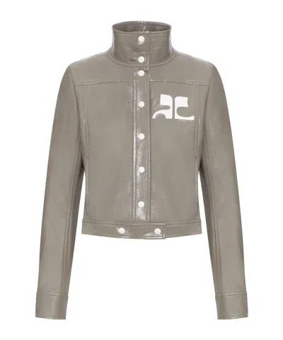 Courrèges Long-sleeved Casual Jacket In Brown