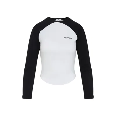 COURRÈGES COURREGÈS LONG-SLEEVED CIRCLE CONTRAST T-SHIRT