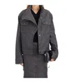 Courrèges Long-sleeved Denim Coat In Black