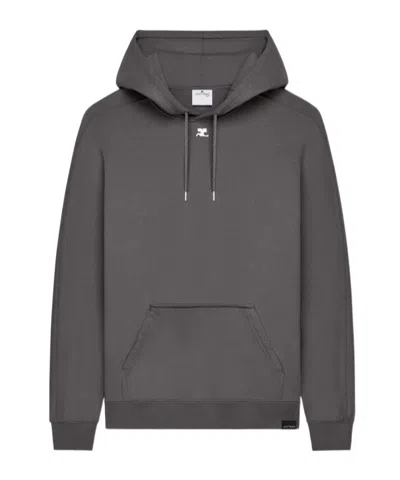 Courrèges Long-sleeved Hooded Sweatshirt In Gray