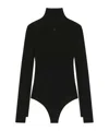 Courrèges Fitted Long Sleeve Ribbed Bodysuit In Black
