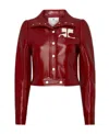 Courrèges Long-sleeved Logo Leather Jacket In Red