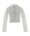 Courrèges Collared Neck Knotted Front Long Sleeves In Gray