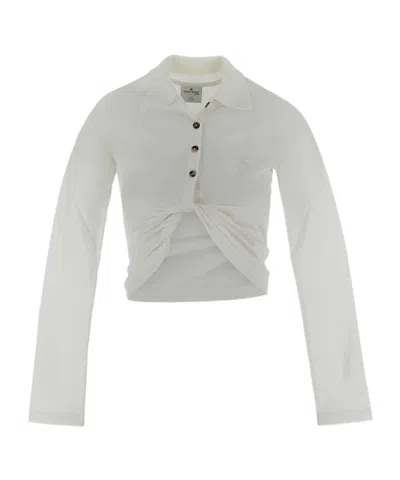 COURRÈGES COURRÈGES TWIST PIQUÉ CROPPED POLO SHIRT
