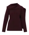 Courrèges Burgundy Scarf Oversized Wool Sweater In Burgundy