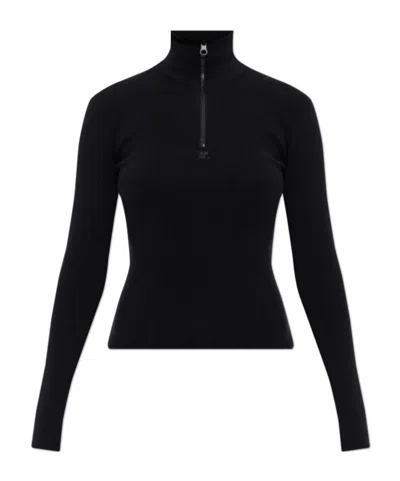 Courrèges Long-sleeved Sweater In Black