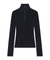 Courrèges Merino Wool Zip Mock Neck Sweater In Blue