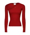 Courrèges Slash Asymmetric-neck Ribbed-knit Top In Red