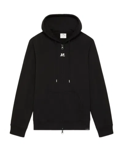 Courrèges Long-sleeved Zipper Sweatshirt In Black