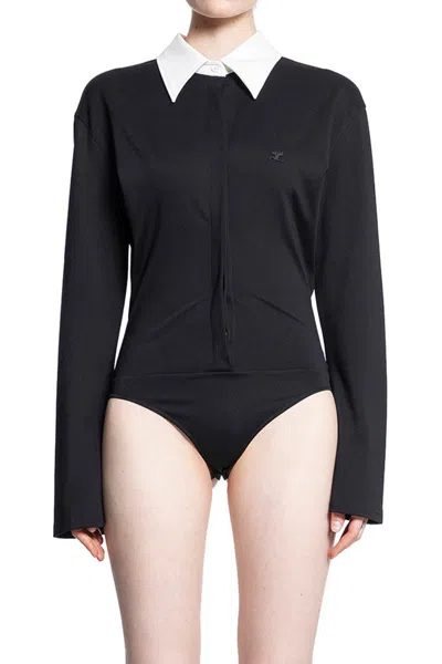 Courrèges Spread-collar Buttoned Jumpsuit In Black