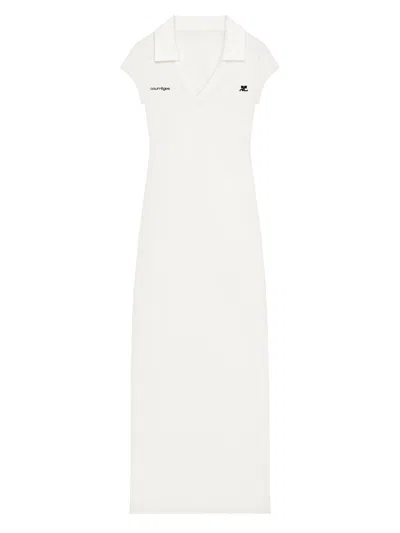 Courrèges Long Sports Polo Dress In White