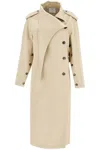 Courrèges Long Trench Coat With Asymmetrical Closure In Beige