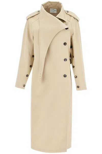 Courrèges Beige Long Oblique Trench Coat