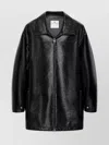 Courrèges Long Vinyl Bomber Jacket With Belted Waist In Black