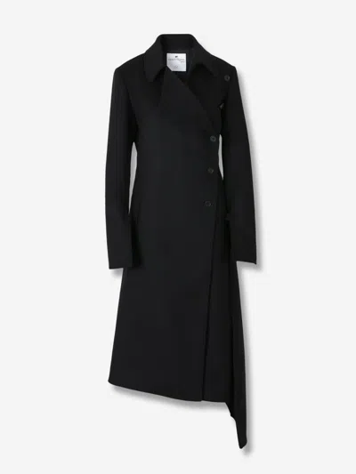 Courrèges Long Wool Coat In Blue